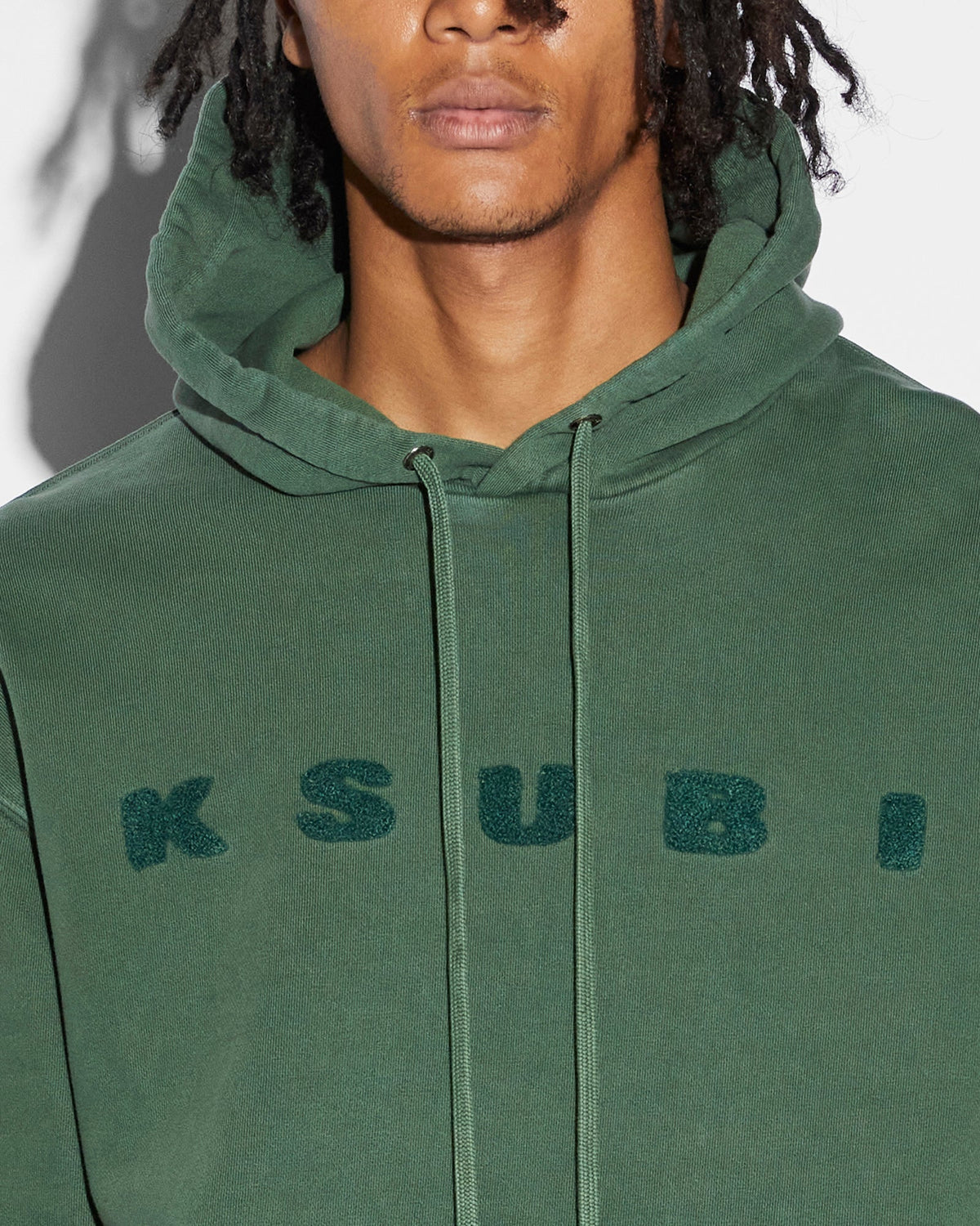 MENS BLOCKED BIGGIE HOODIE EMERALD FLEECE