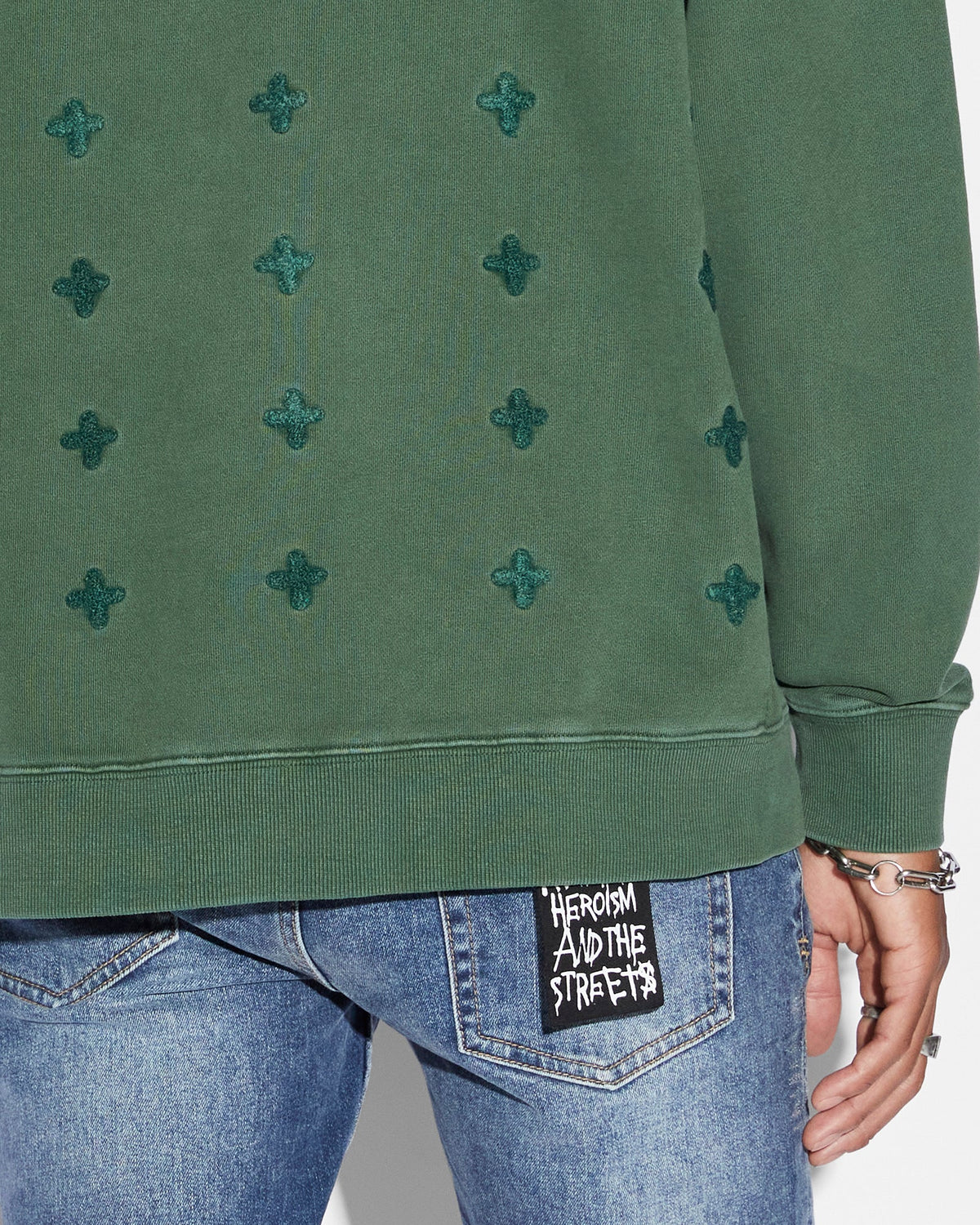 MENS BLOCKED BIGGIE HOODIE EMERALD FLEECE