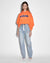 WOMENS  KSUBI X P.E NATION HOODIE SHOCKING ORANGE CROPPED FLEECE