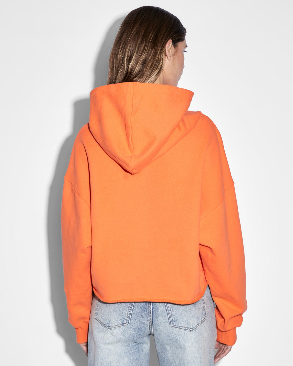 Womens Ksubi X P.e Nation Hoodie Shocking Orange Cropped Fleece - Orange