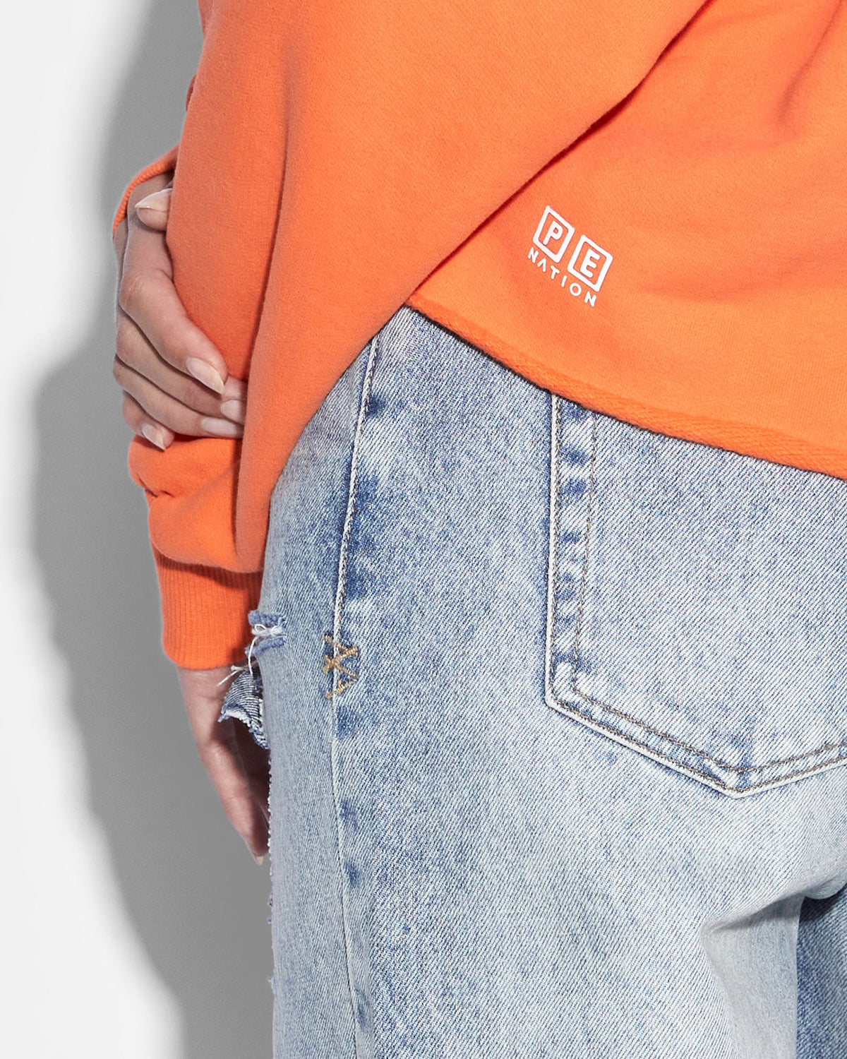 Womens Ksubi X P.e Nation Hoodie Shocking Orange Cropped Fleece - Orange