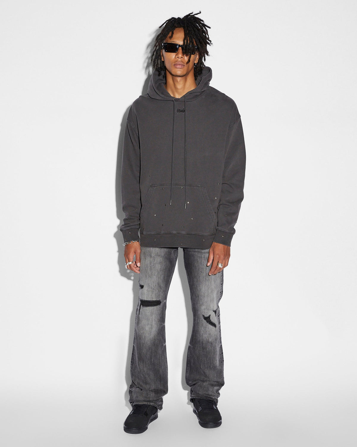 MENS BRONKO BLACK METAL DENIM JEANS