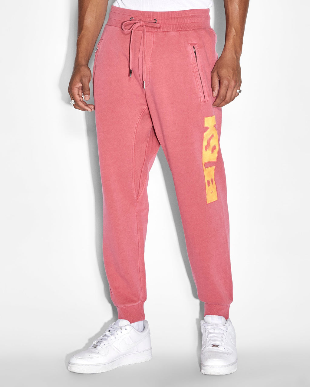 Mens Pixel Sign Restore Trak Sundown Relaxed Pants - Red