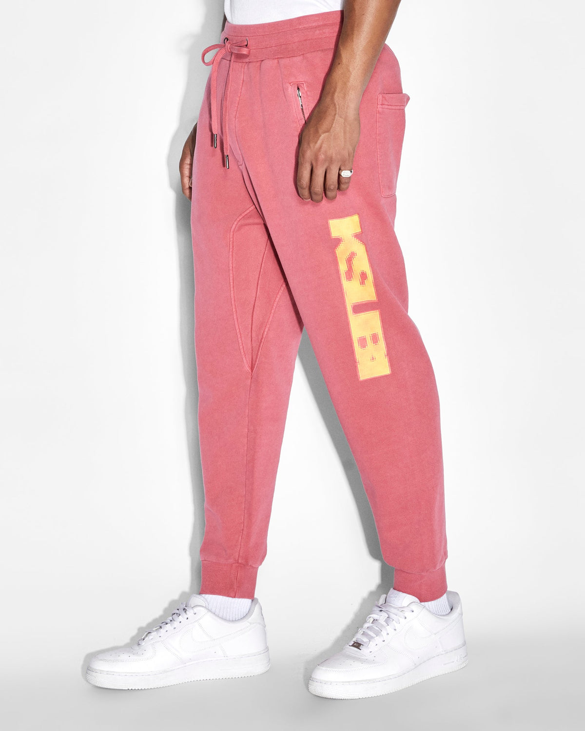Mens Pixel Sign Restore Trak Sundown Relaxed Pants - Red
