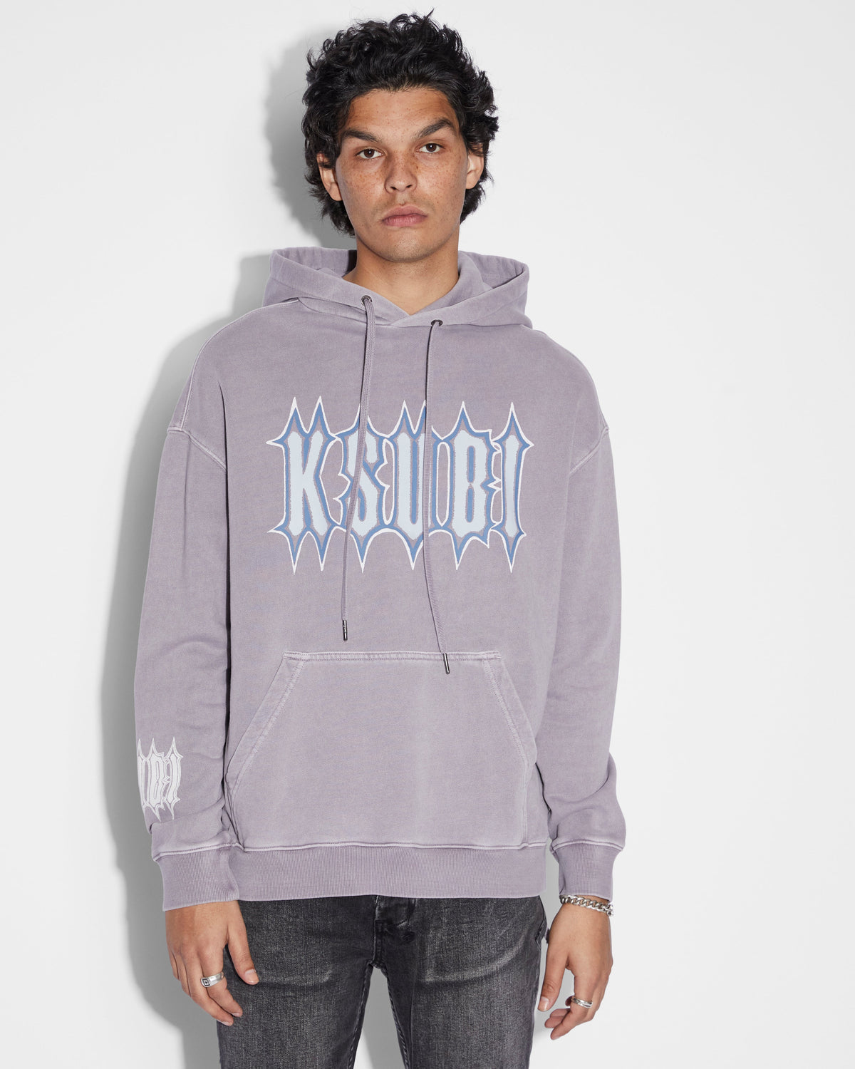 Mens Serrated Biggie Hoodie Silt Oversized Fleece - Purple