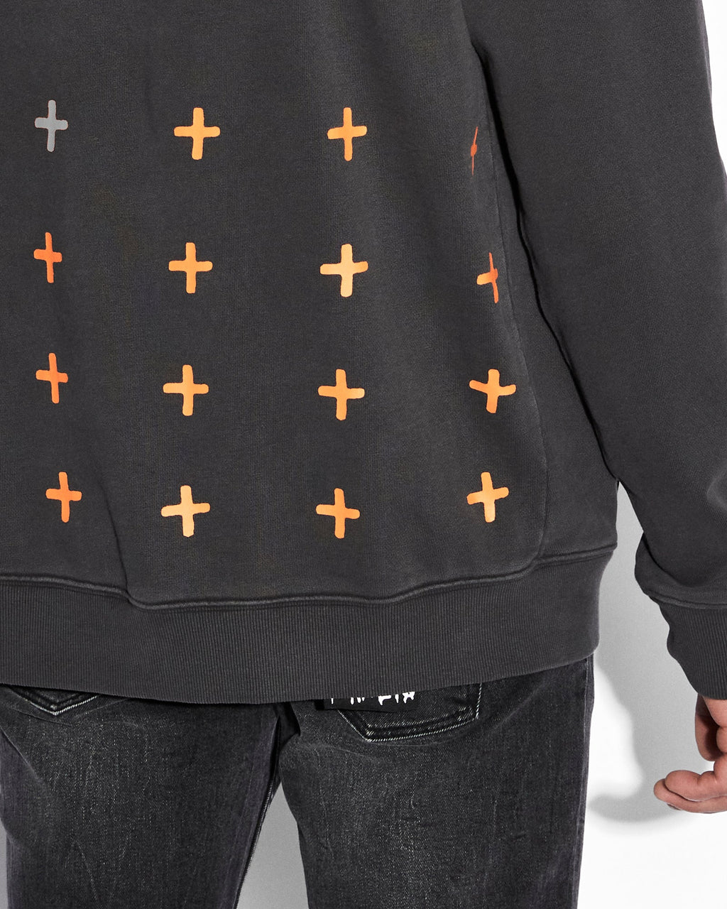 Mens Spiral Biggie Hoodie Faded Black Oversized Fleece - Black
