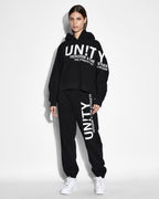 Womens Unity Slouch Hoodie Black Oversized Fleece - Black