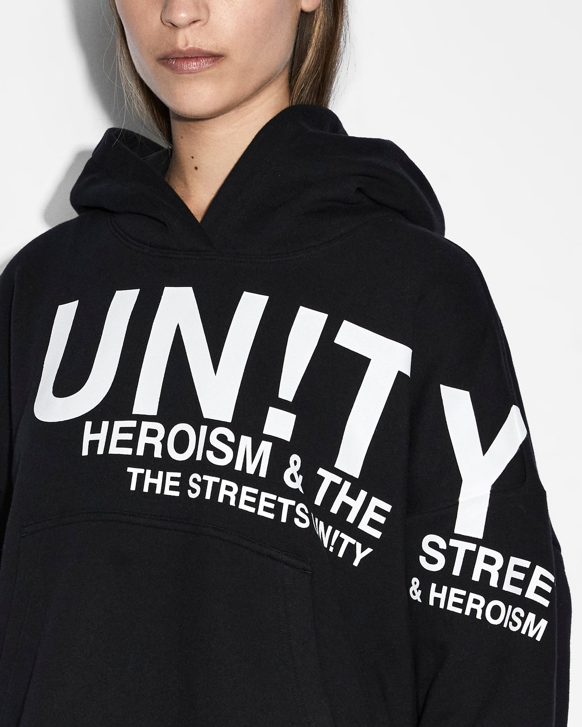 Womens Unity Slouch Hoodie Black Oversized Fleece - Black