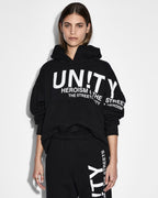 Womens Unity Slouch Hoodie Black Oversized Fleece - Black