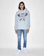 Mens Skull Biggie Hoodie Moon Oversized Fleece - Grey