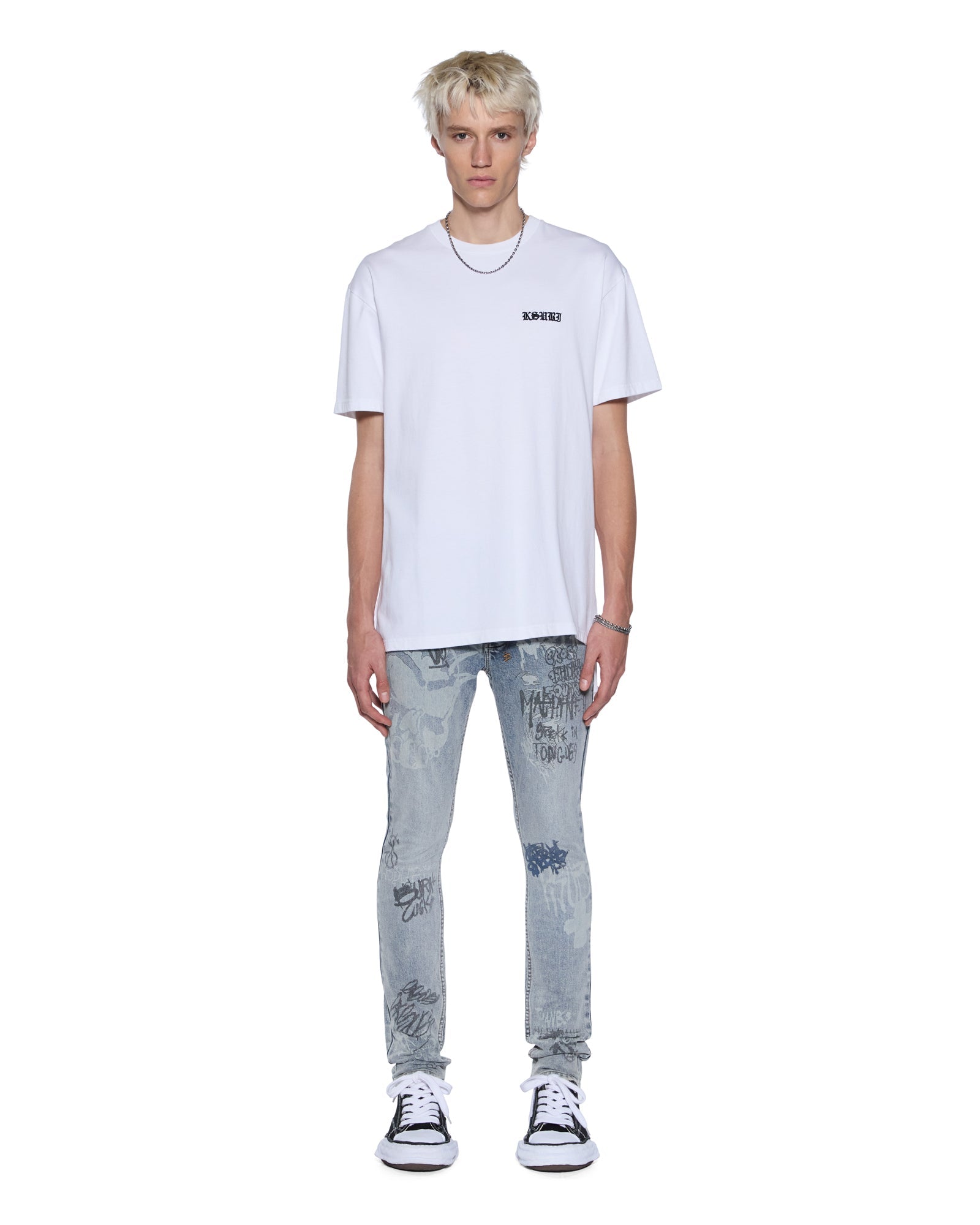 MENS HAUNTED BIGGIE SS TEE WHITE OVERSIZED TEES