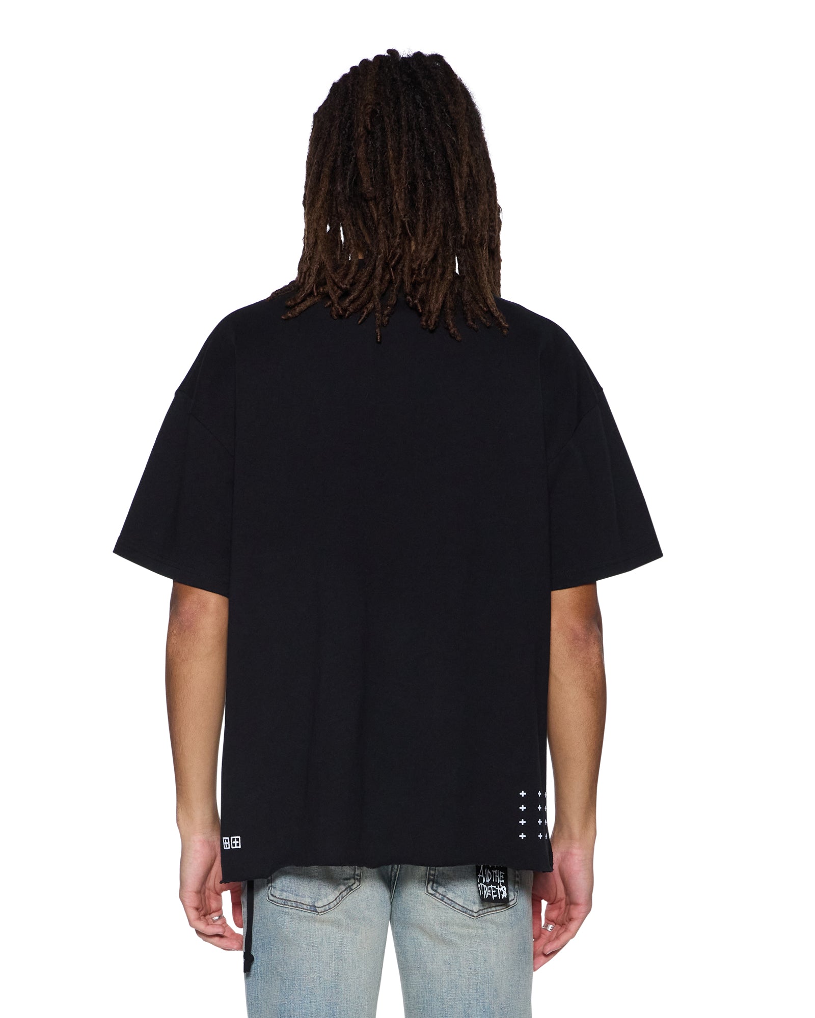 MENS  PLATED EKCESS SS TEE JET BLACK OVERSIZED TEES