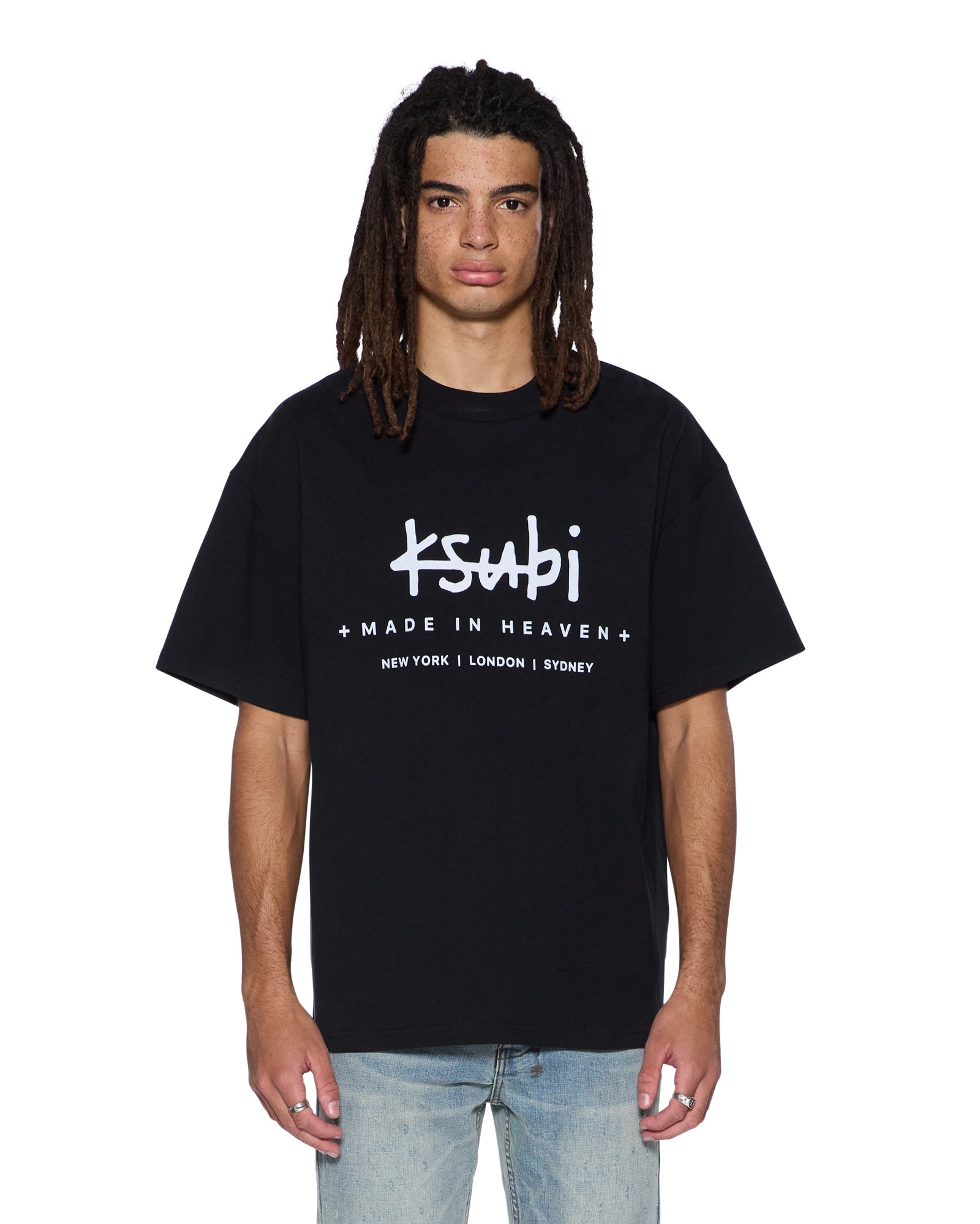 MENS PLATED EKCESS SS TEE JET BLACK OVERSIZED TEES