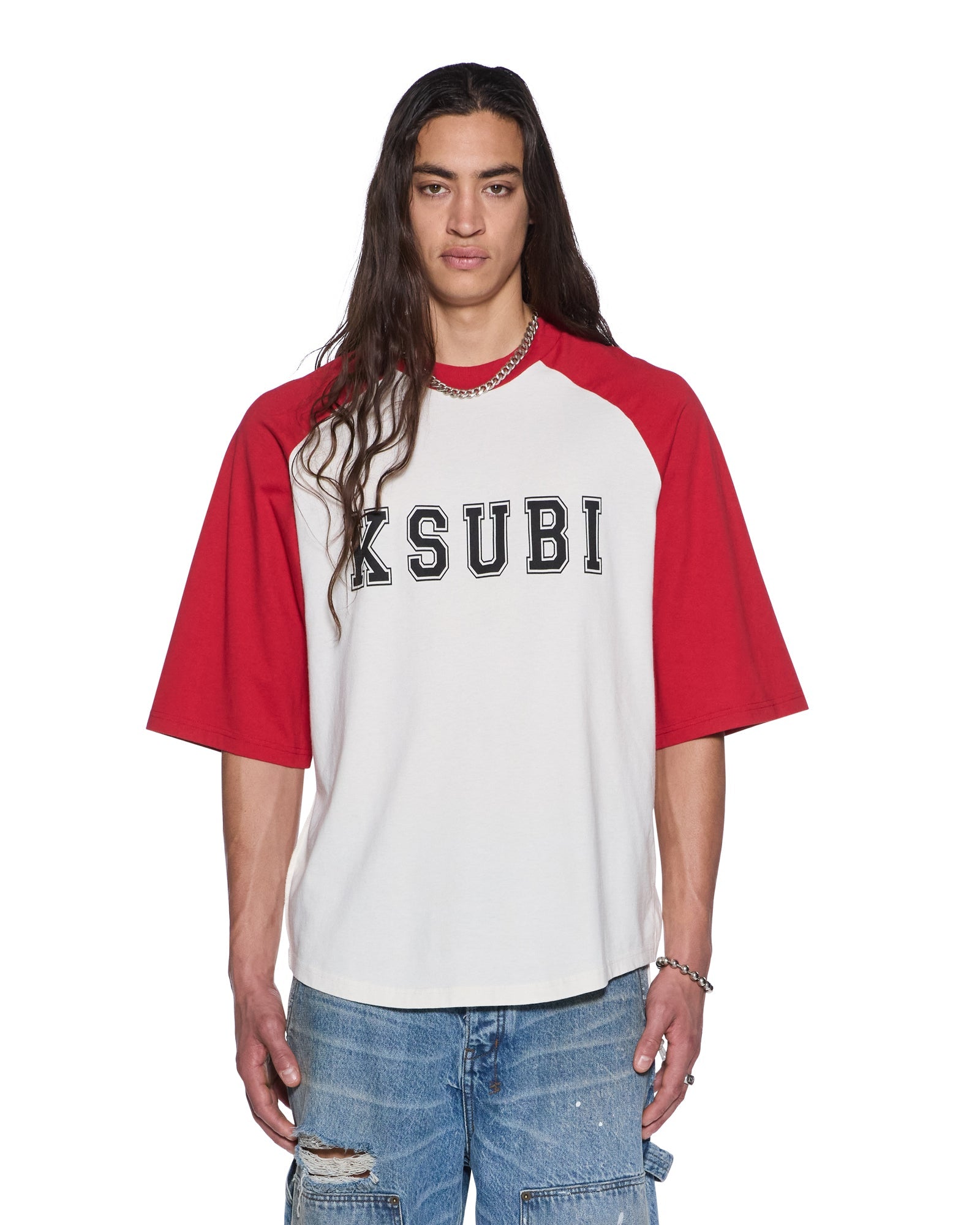 MENS 99 BIGGIE RAGLAN SS TEE RED OVERSIZED TEES