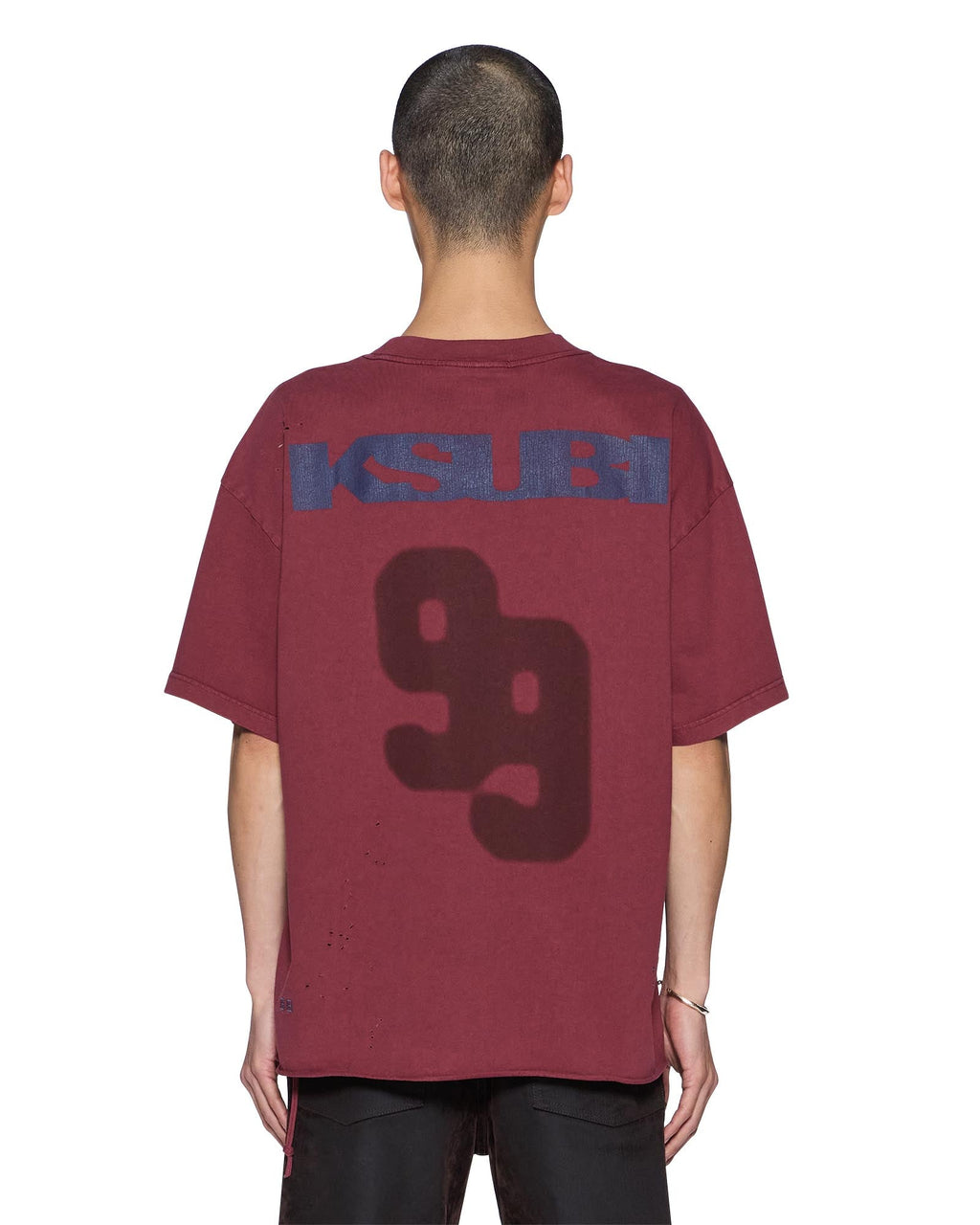 Mens Blasted Ekcess Ss Tee Ox Oversized Tees - Burgundy