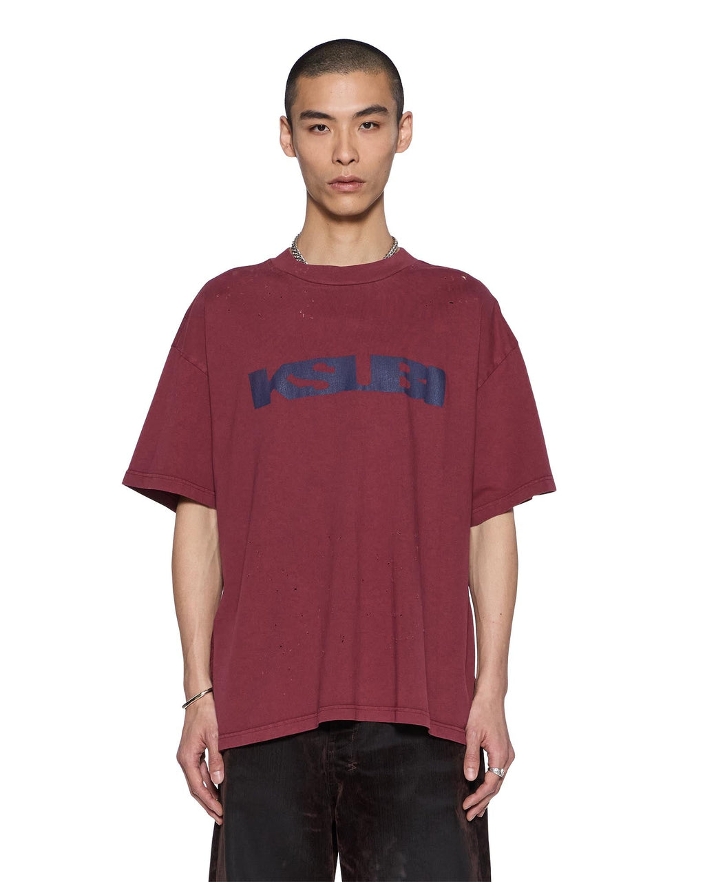 Mens Blasted Ekcess Ss Tee Ox Oversized Tees - Burgundy