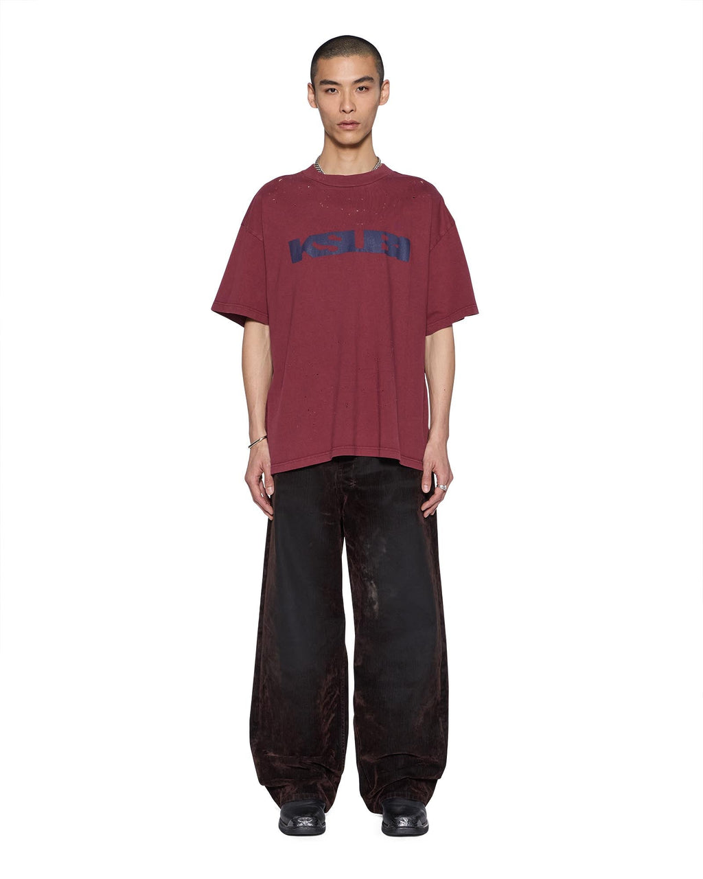 Mens Blasted Ekcess Ss Tee Ox Oversized Tees - Burgundy