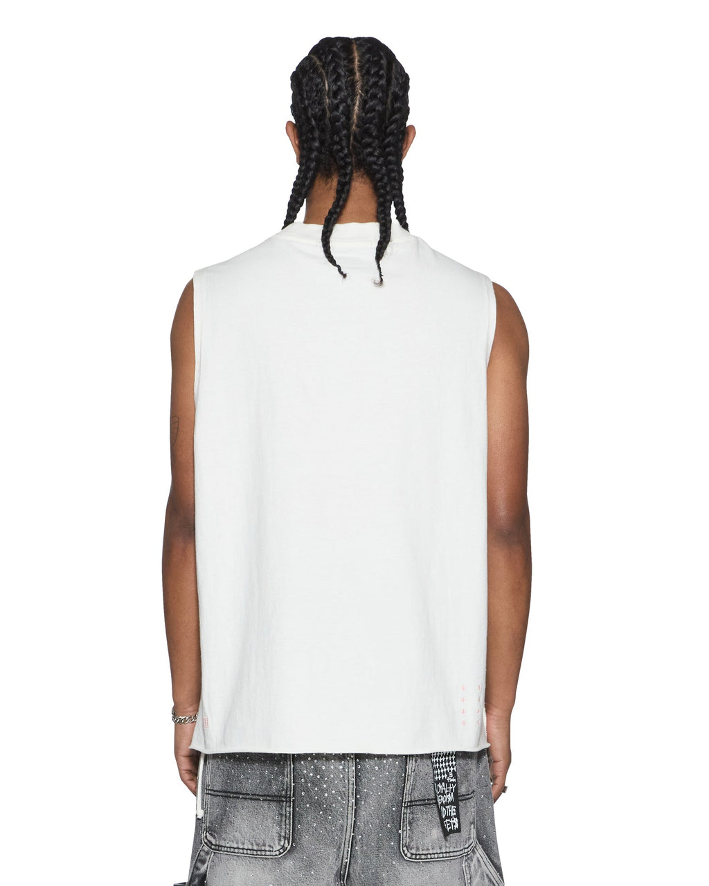 MENS LAYBEL EKCESS CUT OFF TEE TRU WHITE TEES