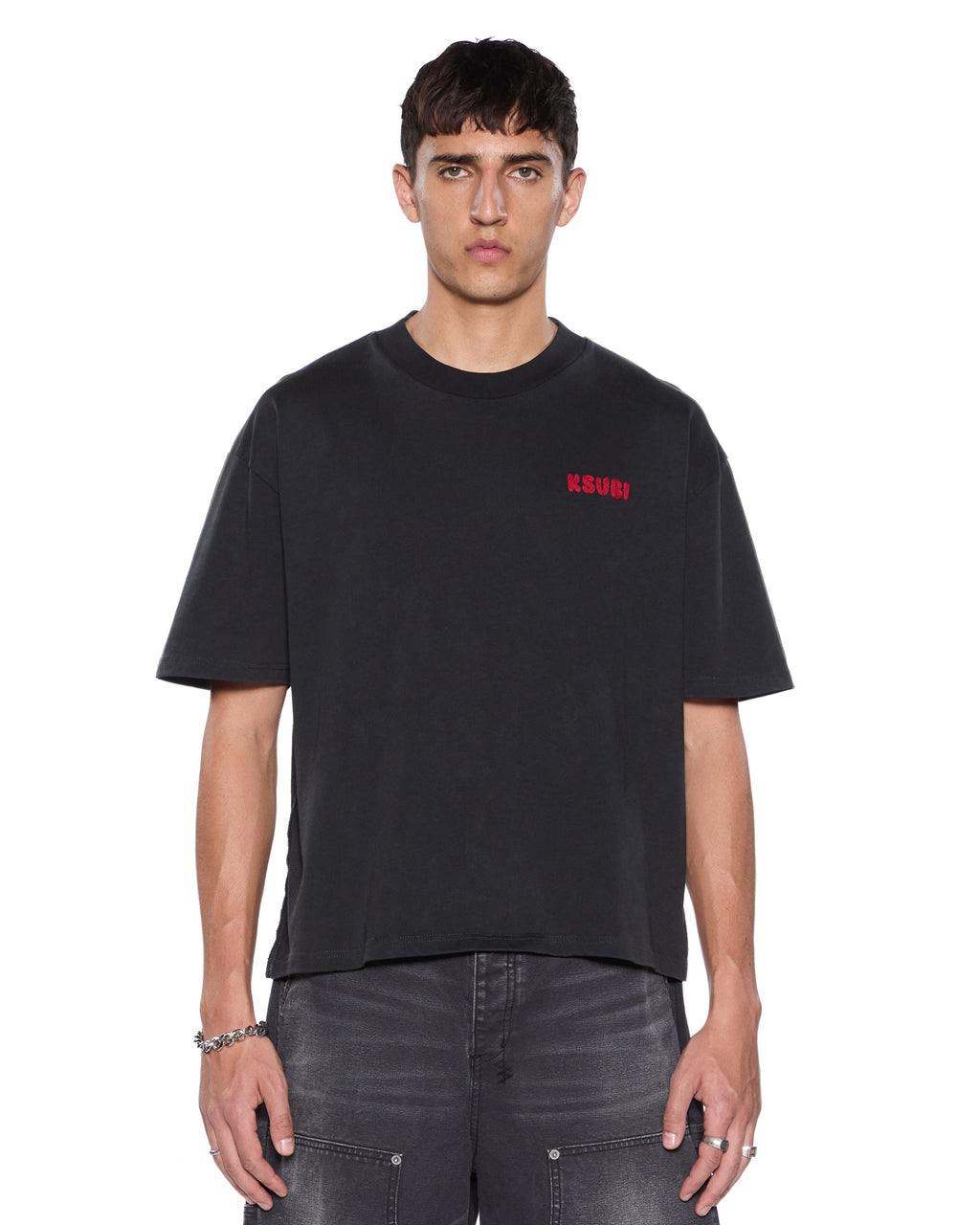 MENS MEKANIK HALEN SS TEE CHARCOAL/RED TEES