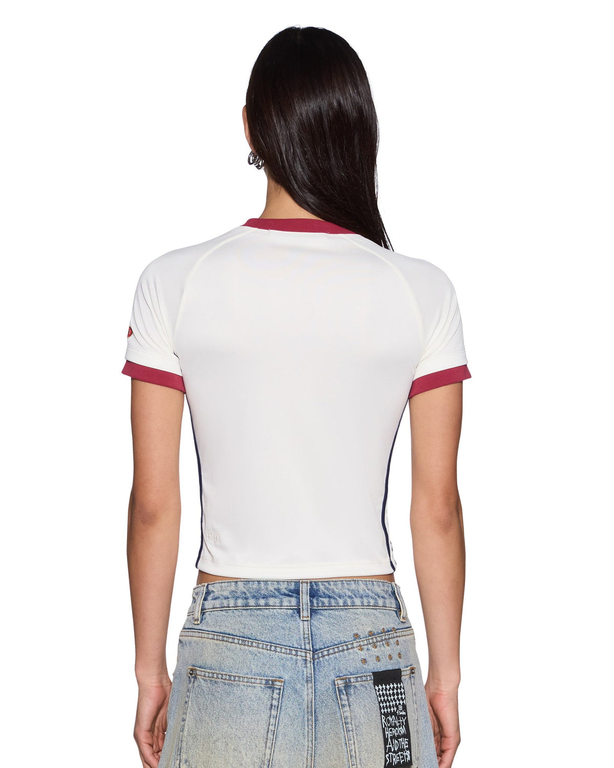 Womens Raceway Shrunken Jersey Off White Regular Fashion Tops - Beige