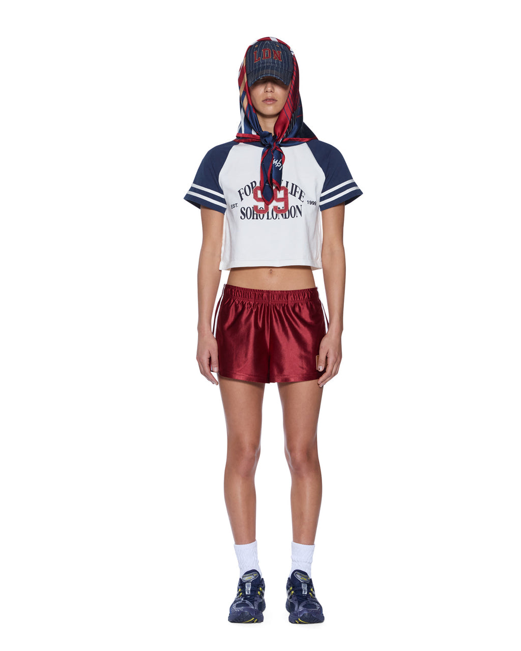 Womens Raglan Boxy Ss Tee Vintage White/navy Relaxed Tees - White