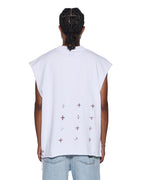 Mens Realm Cut Off Tru White Oversized Tees - White