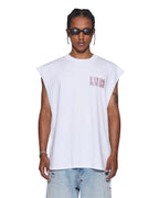 Mens Realm Cut Off Tru White Oversized Tees - White