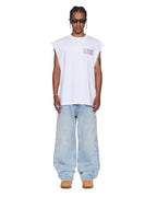 Mens Realm Cut Off Tru White Oversized Tees - White