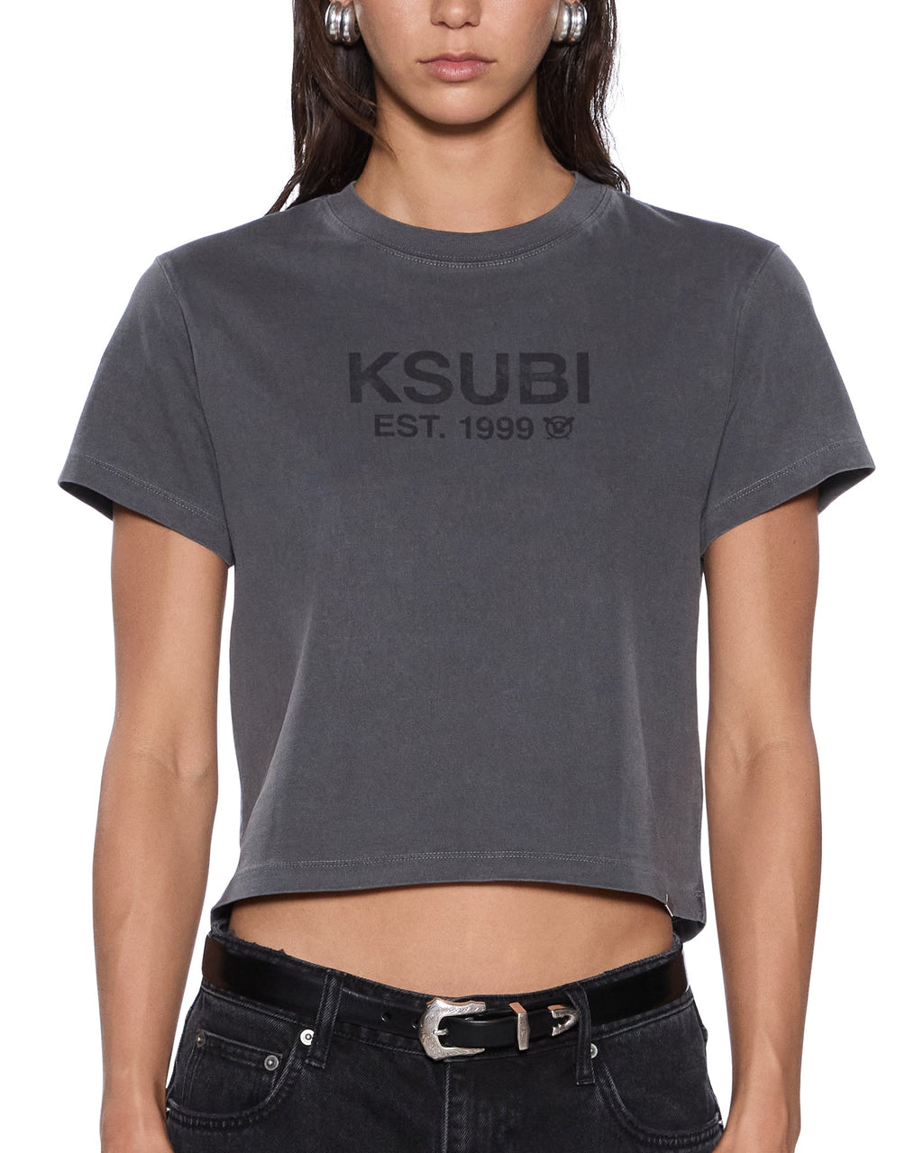 WOMENS SHRUNKEN SS TEE CHARCOAL TEES
