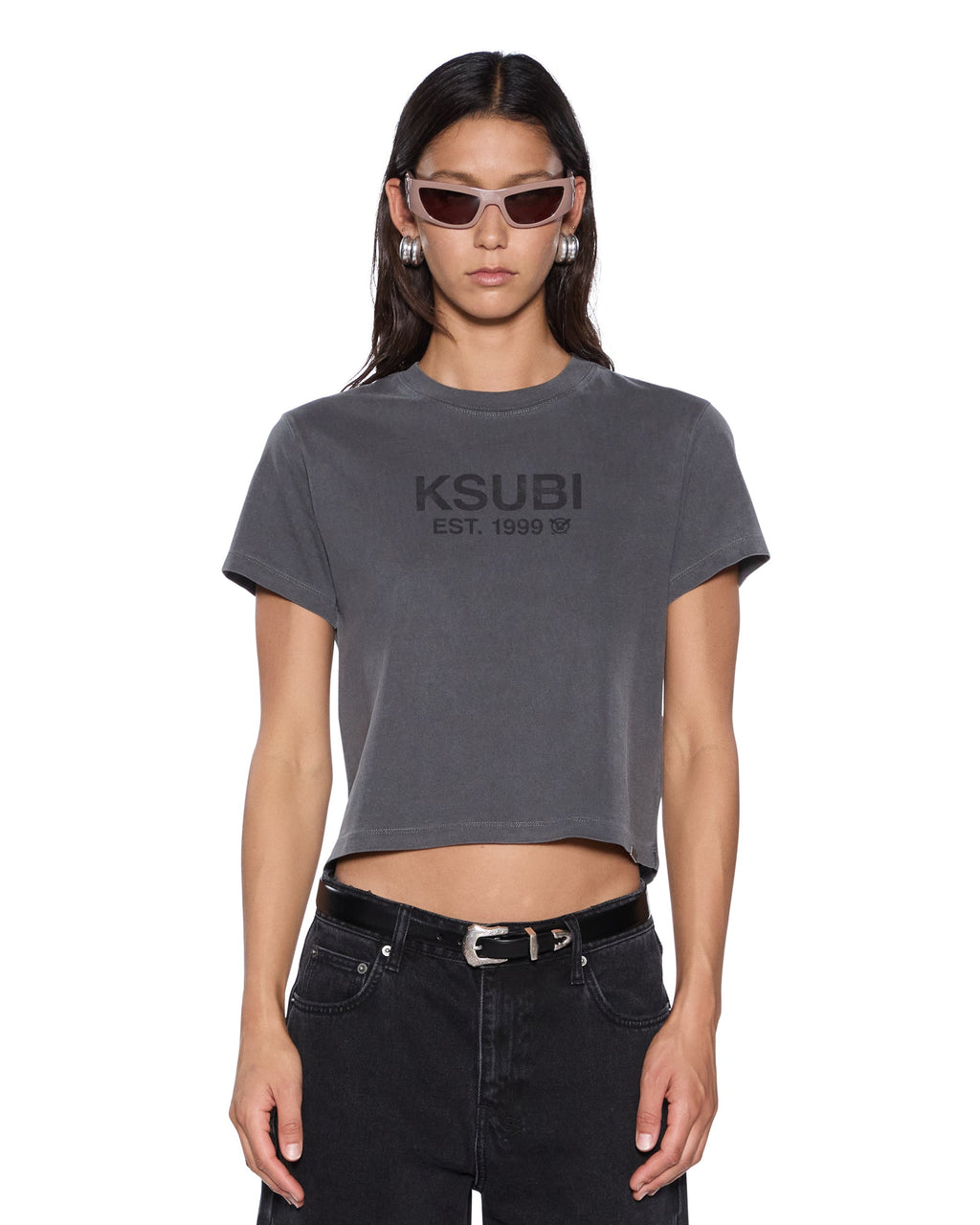 WOMENS SHRUNKEN SS TEE CHARCOAL TEES