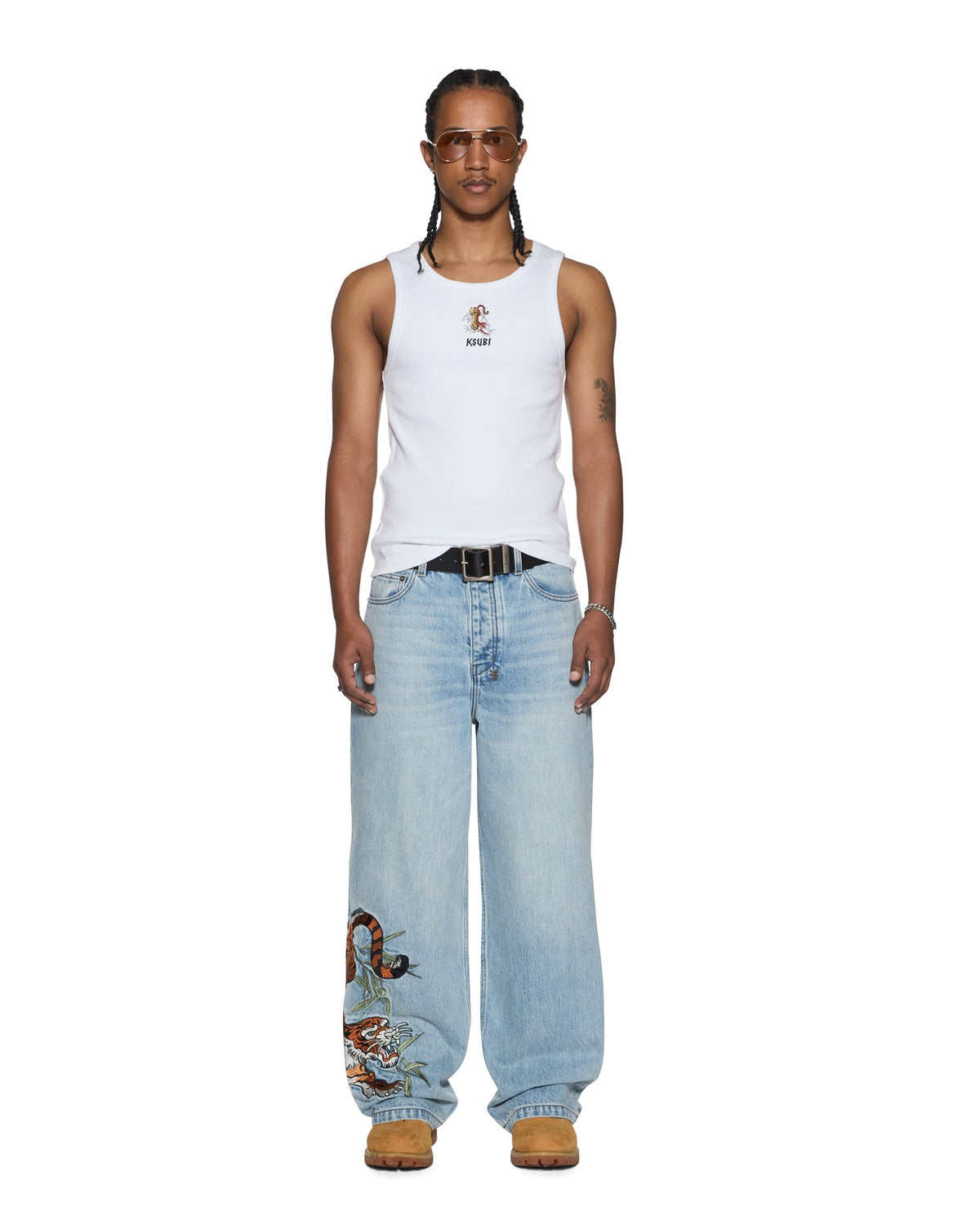 Mens Stay Up Halen Debut Singlet Tru White Baggy Tees - White