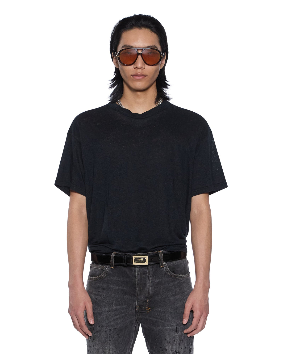 MENS SID LINEN SS TEE JET BLACK TEES
