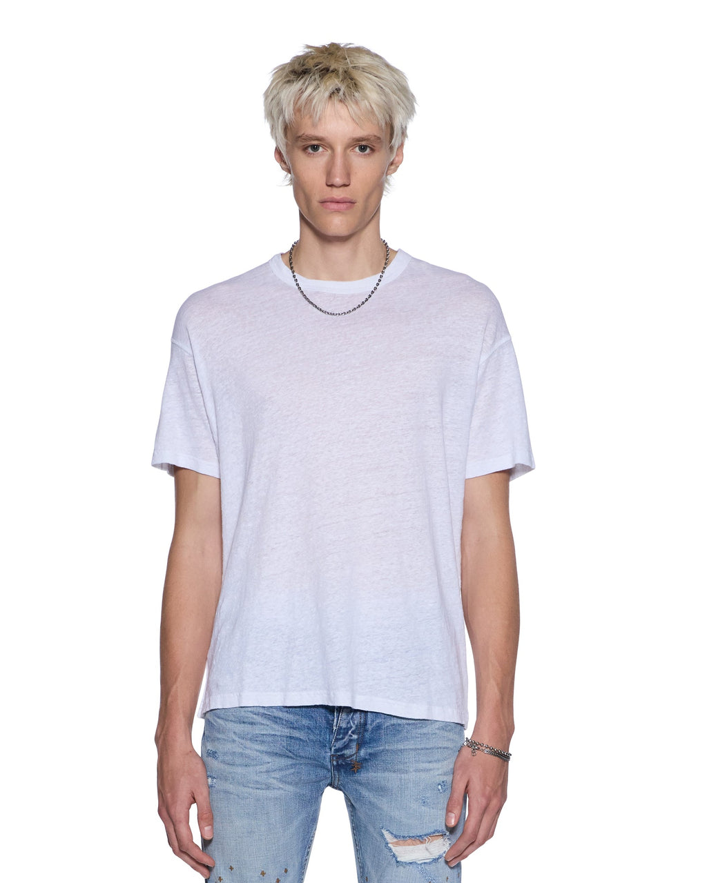 MENS SID LINEN SS TEE WHITE TEES