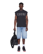MENS TOUCHDOWN EKCESS CUT OFF TANK JET BLACK TEES