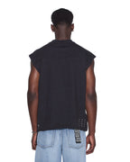MENS TOUCHDOWN EKCESS CUT OFF TANK JET BLACK TEES