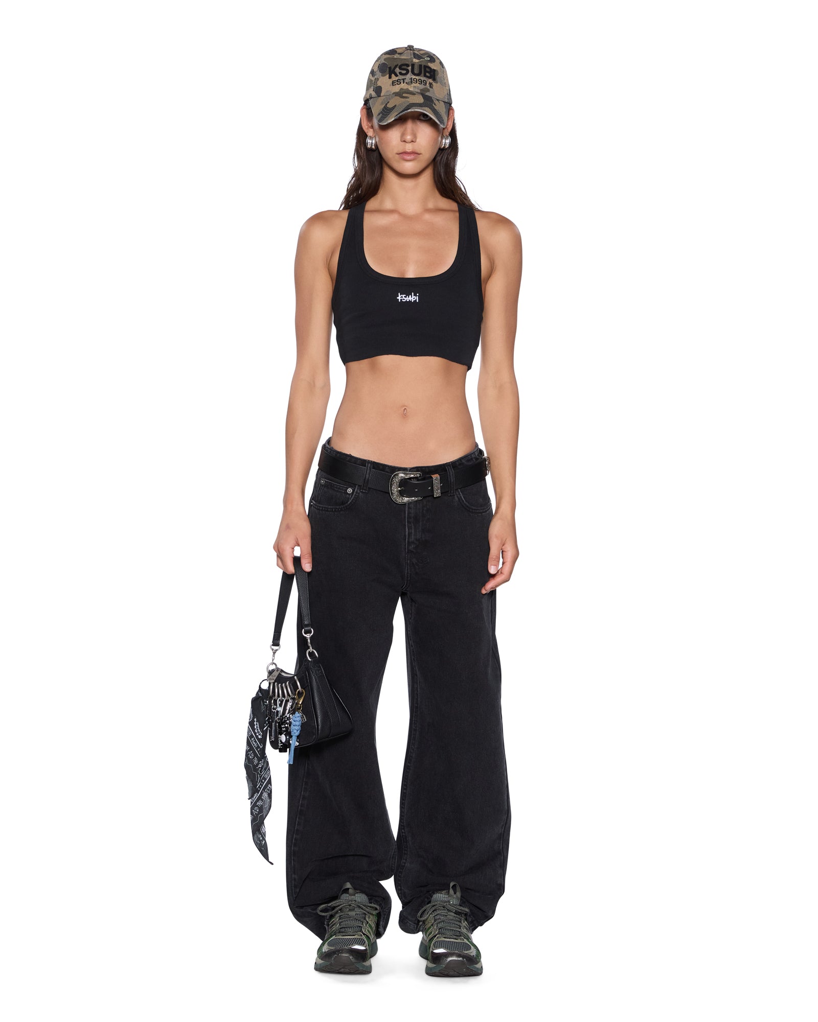 WOMENS 1999 ORIGIN CROPPED TANK BLACK SLIM TEES