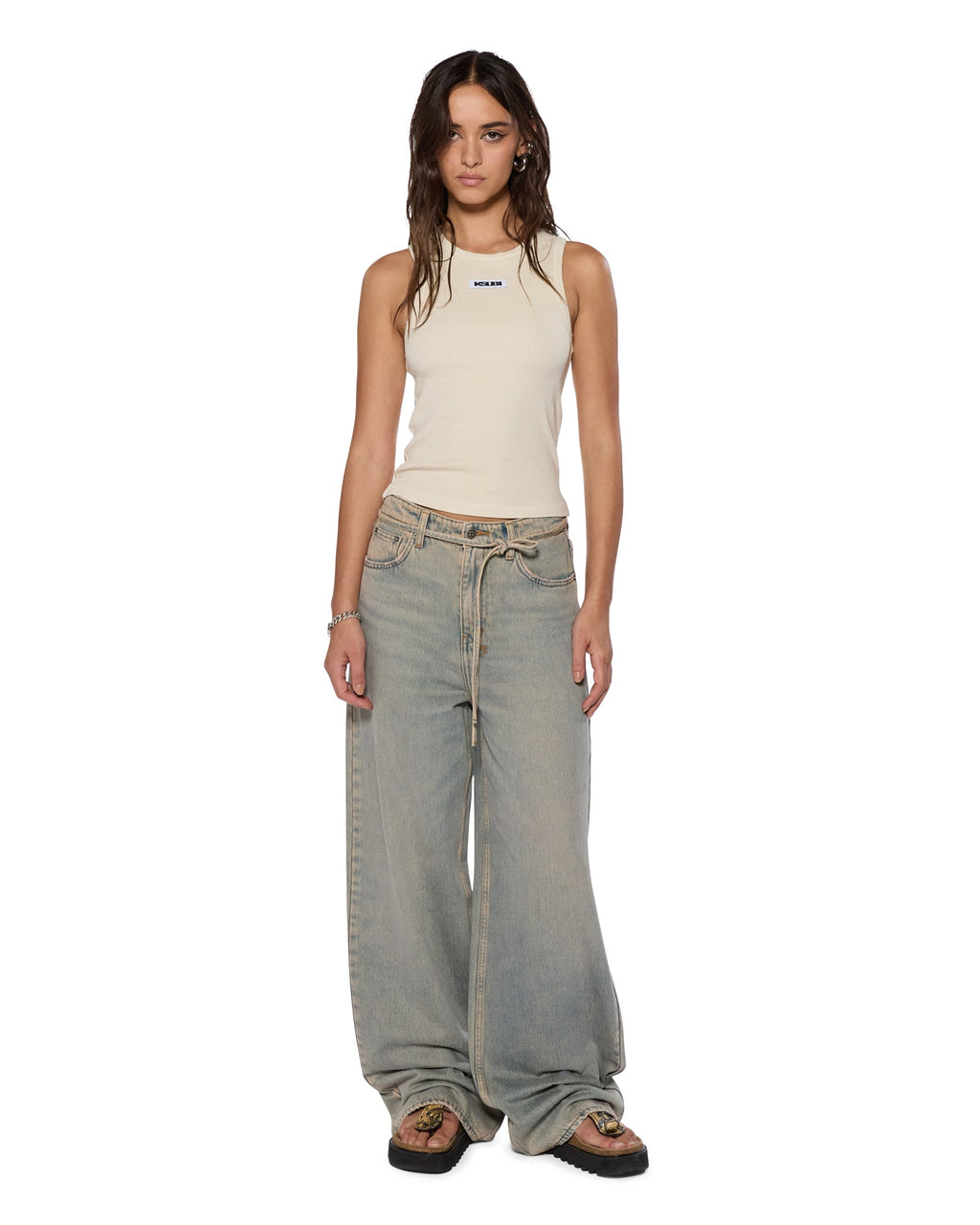 WOMENS BAGGY JEAN DIRTY DENIM JEANS