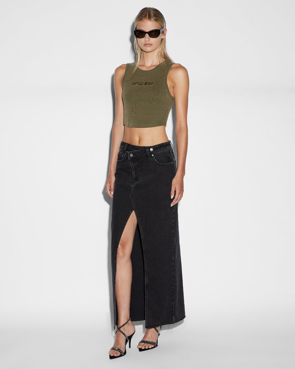 WOMENS RELAX MAXI SKIRT WASHED BLACK SKIRTS