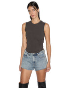 WOMENS STAGED TANK WASHED BLACK TEES