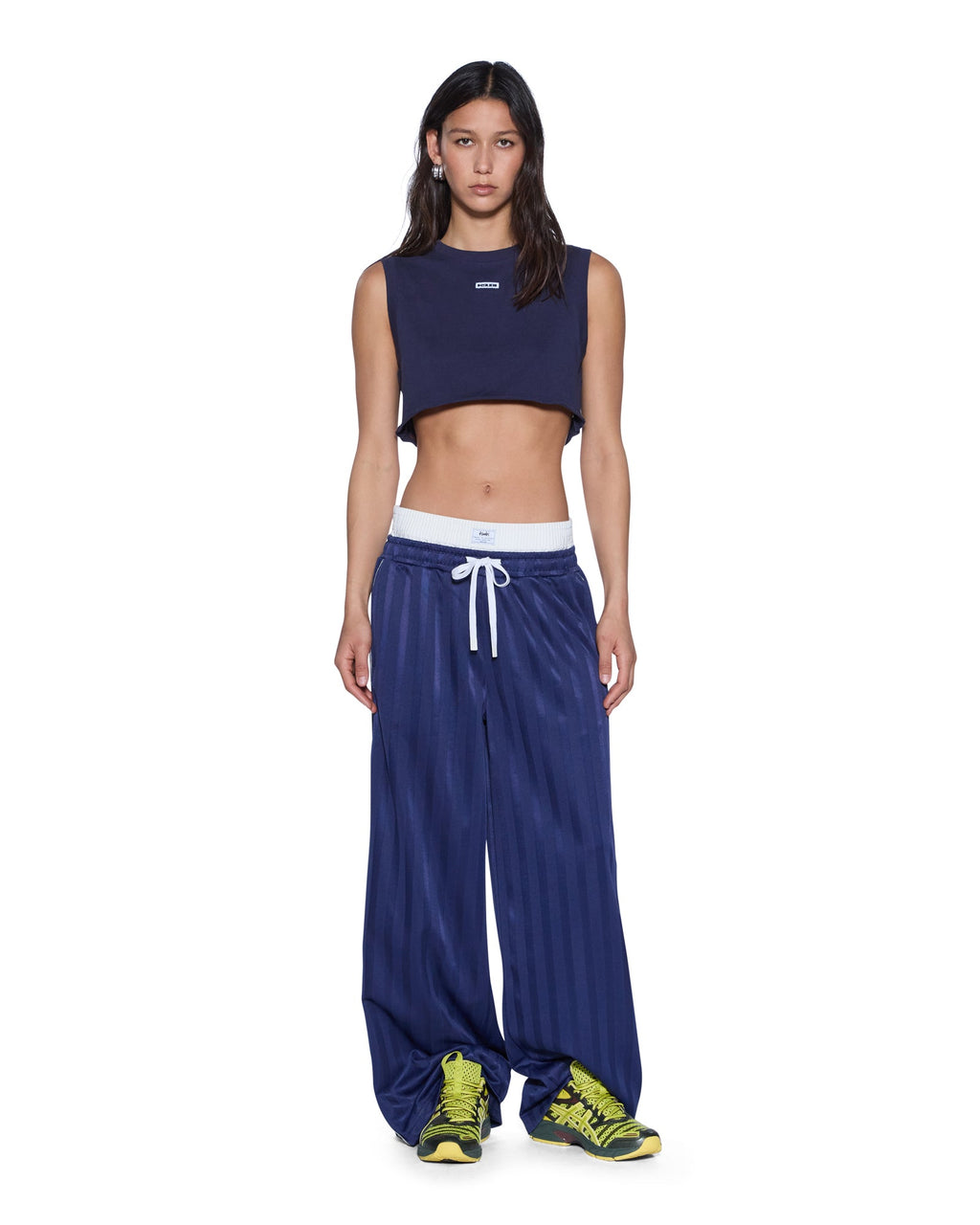 WOMENS LABELS CROP TANK NAVY TEES