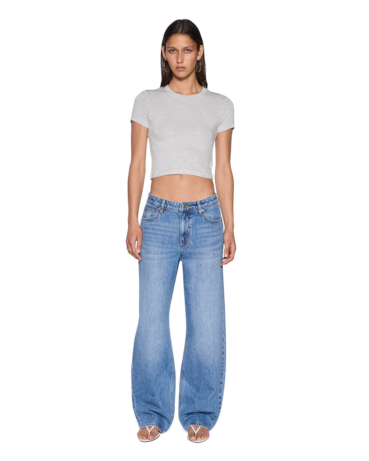Womens Baby Ss Tee Grey Cropped Tees - Grey