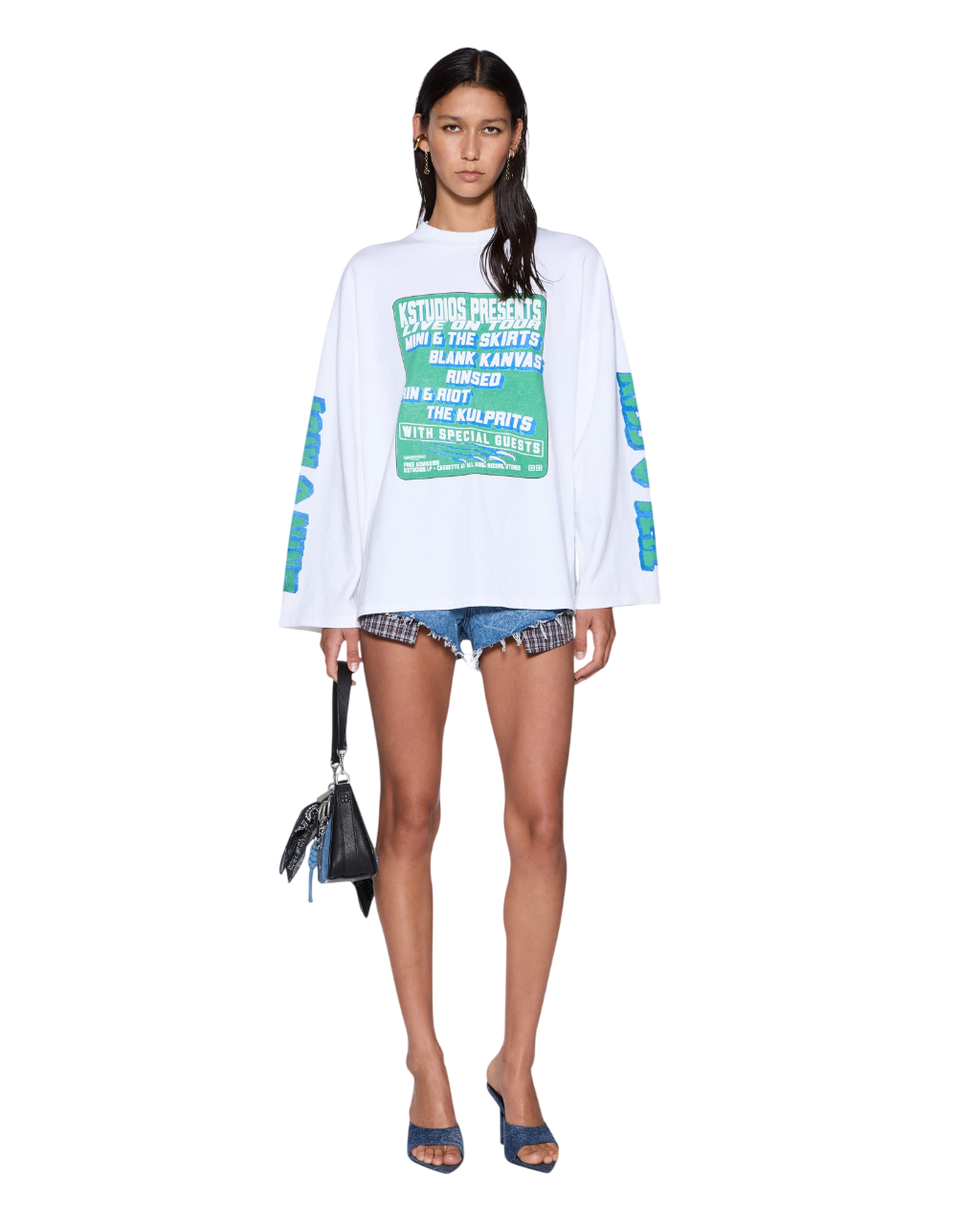 WOMENS KSTUDIO BOYFRIEND LS TEE WHITE OVERSIZED TEES