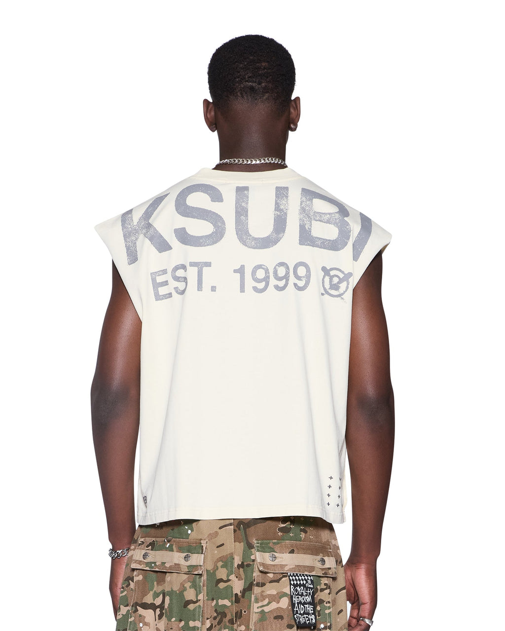 MENS STATE HALEN CUT OFF ECRU TEES