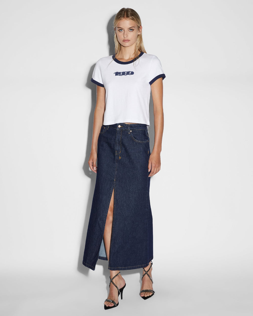 WOMENS 1999 MINI SS TEE WHITE NAVY TEES