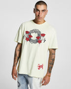 Mens Turbo Rose Biggie Ss Tee Lemon Oversized Tees - Yellow