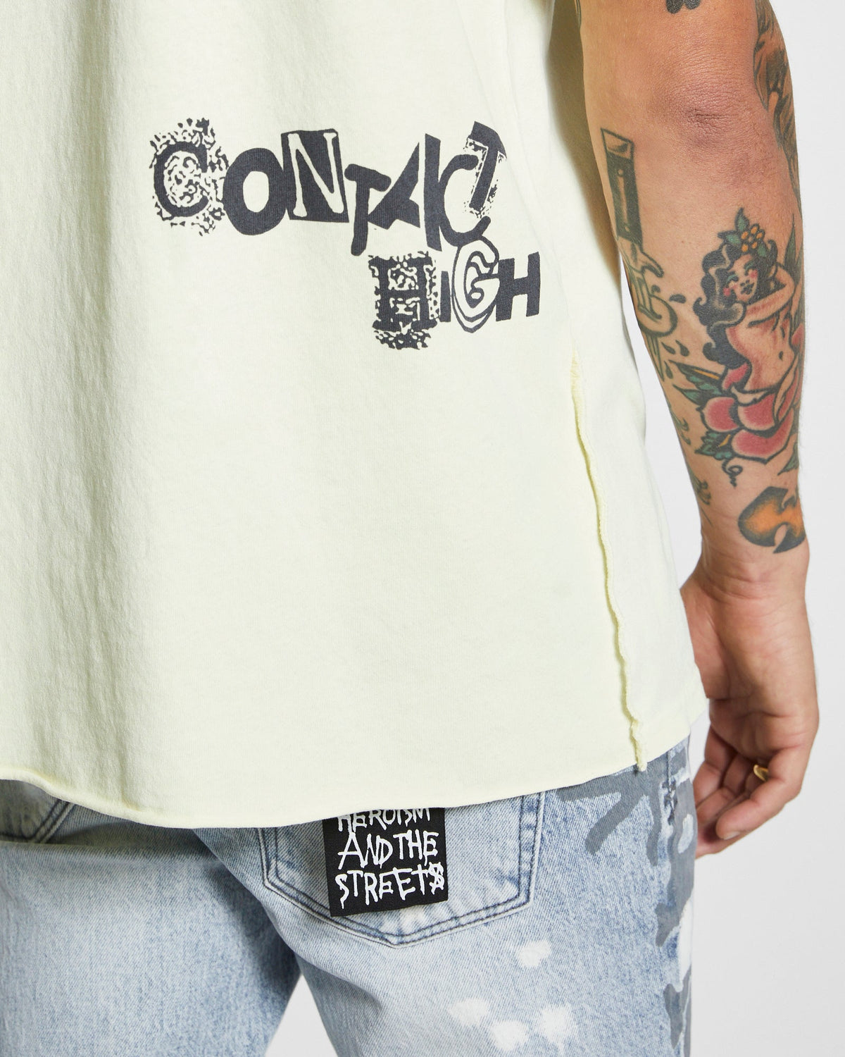 Mens Turbo Rose Biggie Ss Tee Lemon Oversized Tees - Yellow