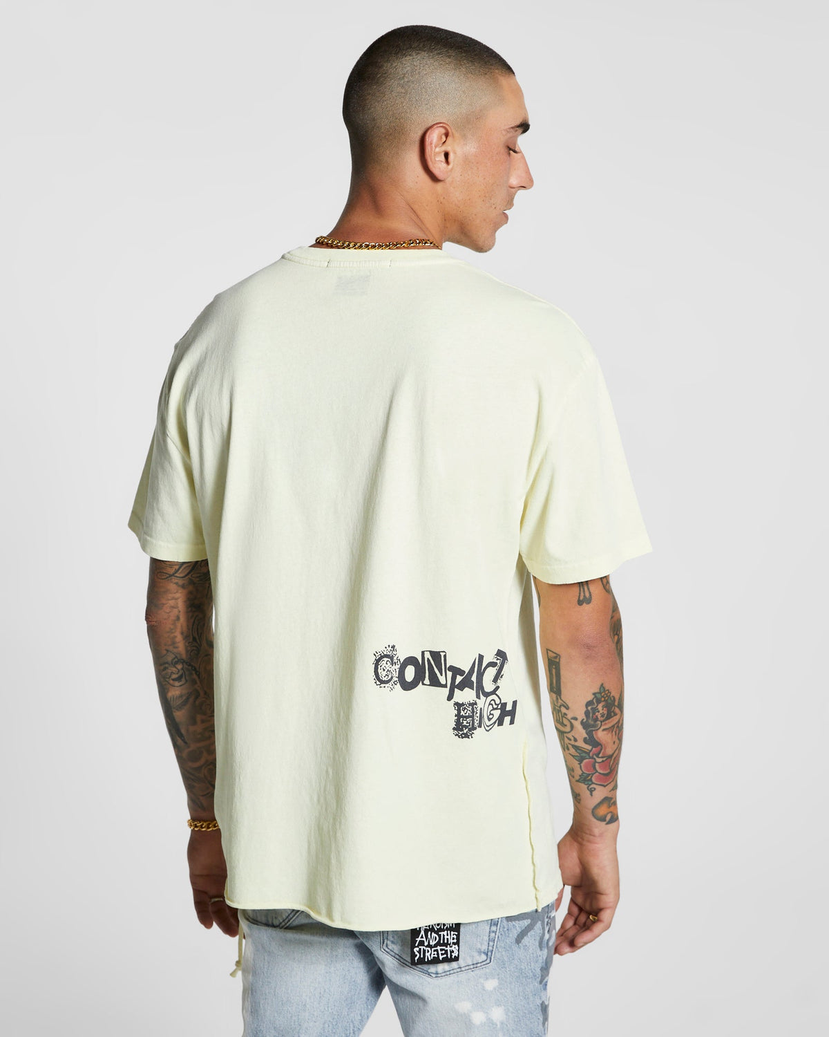 Mens Turbo Rose Biggie Ss Tee Lemon Oversized Tees - Yellow