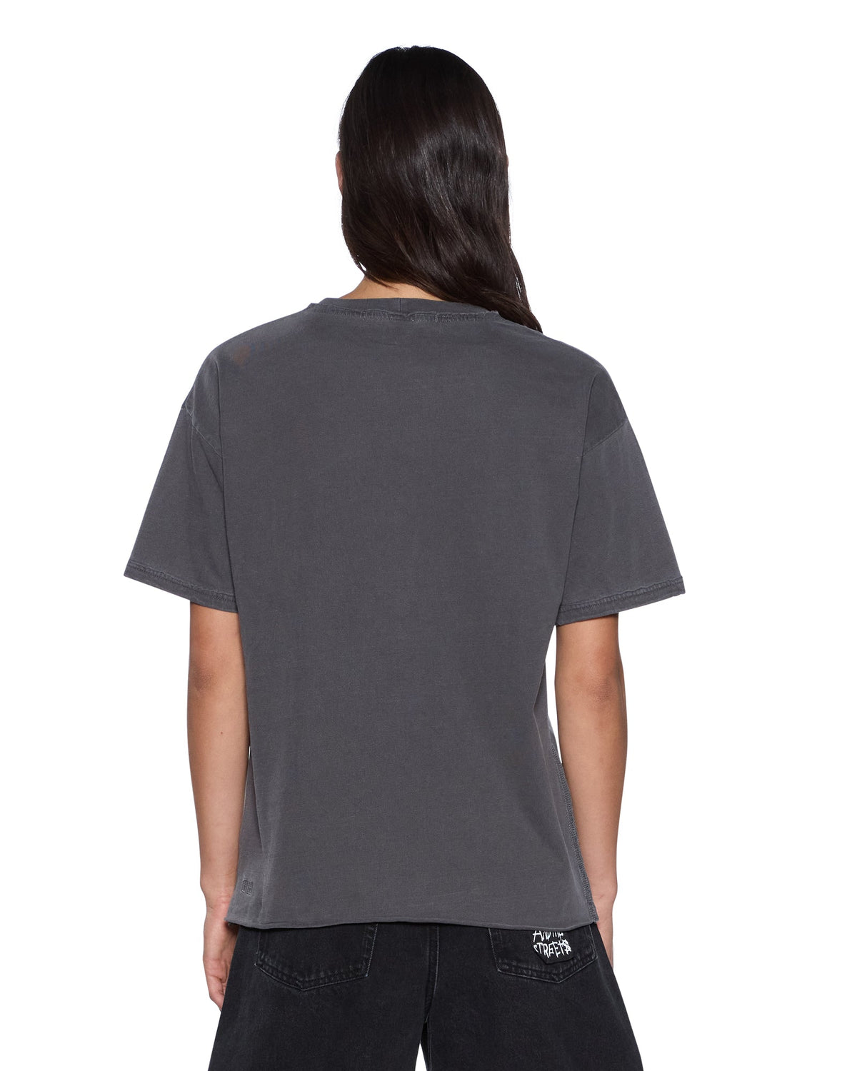 Womens Stacked Stitch Oh G Ss Tee Charcoal Oversized Tees - Grey