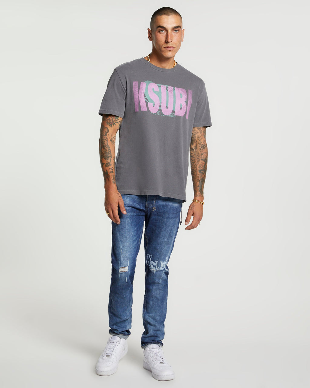 MENS DERANGED KASH SS TEE CHARCOAL TEES
