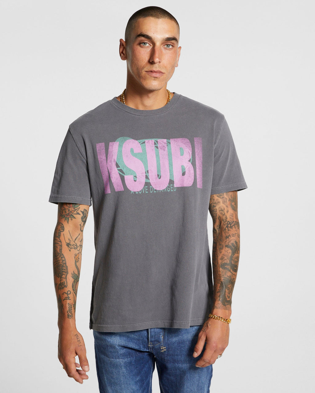 MENS DERANGED KASH SS TEE CHARCOAL TEES
